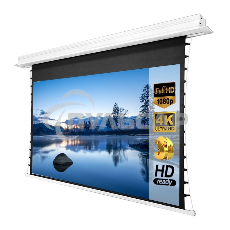 Экран для проектора S'OK SCPSMC-186X105ED45GF для встраивания в потолок моторизованный 84'' с боковым натяжением, полотно Grey Fiberglass, экстрадроп 45см