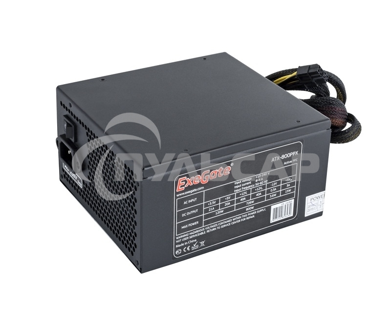 Блок питания ExeGate 800PPX (EX220363RUS-S), 800Вт, 135мм, модульный, черный