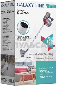 Пылесос вертикальный Galaxy GL 6255 серый/красный, питание от сети, 150 Вт, уборка сухая, пылесборник 0.8 л
