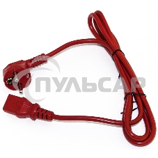 Кабель питания компьютера (Schuko+C13) (3x1.0), 10A, угловая вилка, 5 м, красный Hyperline PWC-IEC13-SHM-5.0-RD
