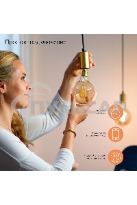 Лампа cветодиодная Gauss Smart Home Filament G95 7W 740lm 2500К E27 диммируемая LED
