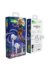 Наушники вакуумные Smart AUX разъем с МК c рег.громкости длина 1.2м More choice G31S белый