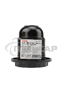 Патрон карболитовый с кольцом Е27 черный c этикеткой Rexant