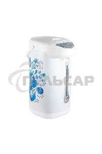 Термопот Blackton Bt TP533 ГжельОбщий объем 5л, Автоматическое поддержание температуры, Повторное кипячение, 3 способа подачи воды, Защита от включения без воды, Защита от перегрева, Блокировка крышки,Материал внутренней камеры нержавеющая сталь, Мощность