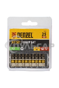 Набор бит PZ1х25, сталь S2, шестигранный профиль, 10 шт. Denzel
