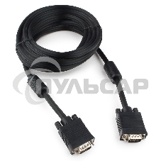 Кабель Gembird/Cablexpert CC-PPVGA-5M-B,Кабель VGA Premium, 15M/15M, 5.0м,черный,тройной экран, феррит.кольца
