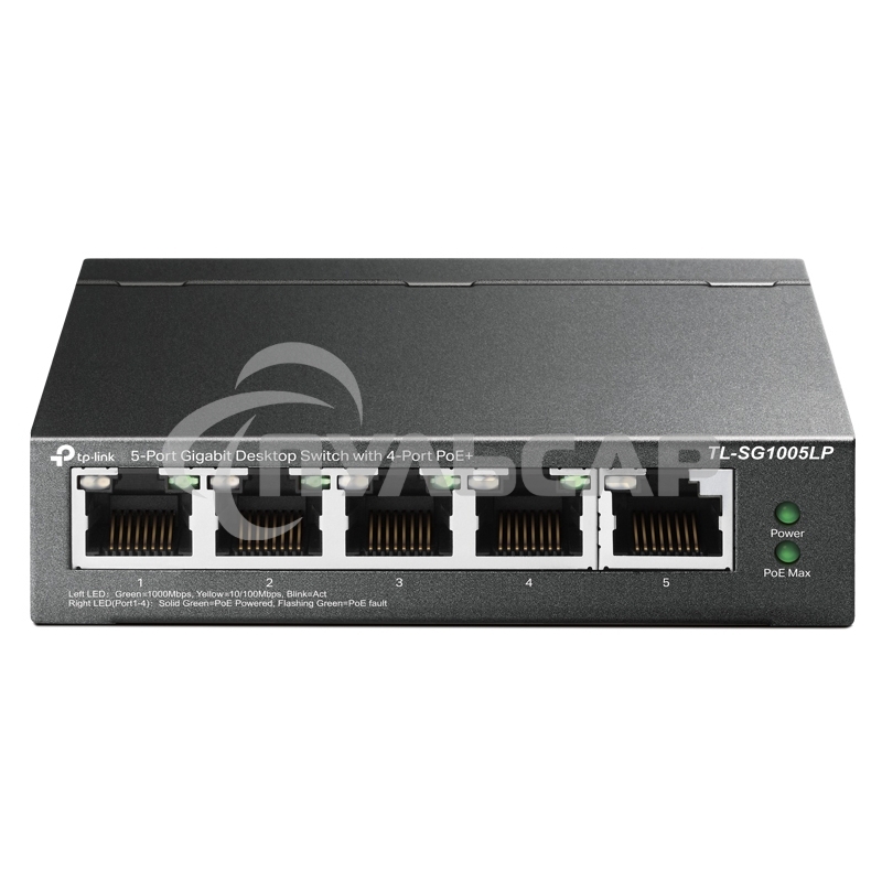 Коммутатор TP-Link 8-Port 10/100Mbps Unmanaged Switch with 4-Port PoE, metal case, desktop mount, PoE budget 41W.