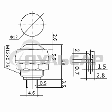 Выключатель-кнопка Rexant 250V 1А (2с) OFF-(ON) Б/Фикс красная Micro
