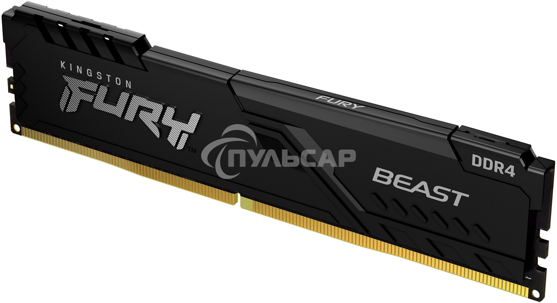 Оперативная память Kingston Fury Beast, DDR4, 32Gb (1x32Gb), 3200MHz, CL16, DIMM, с радиатором, черный