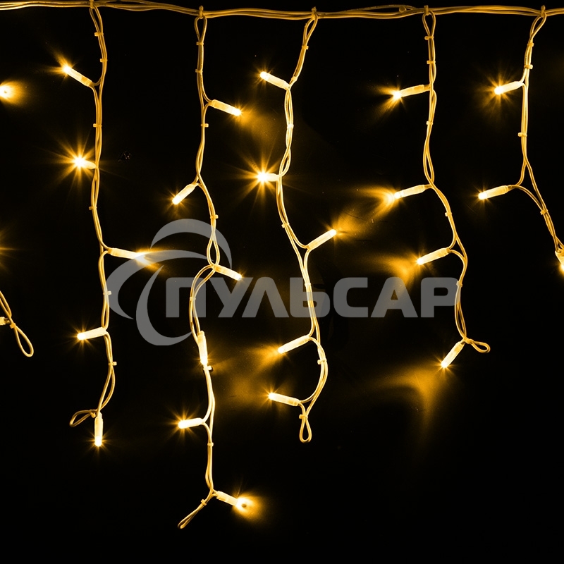 Гирлянда Neon-night Айсикл (бахрома) светодиодный, 4,0 х 0,6 м, белый провод каучук, 230 В, диоды желтые, 128 LED