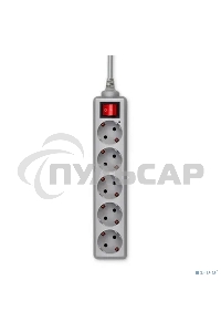 Сетевой фильтр Buro 500SL-3-G 3м (5 розеток) серый (пакет ПЭ)