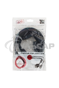 Кабель Gembird/Cablexpert CC-PPVGA-5M-B,Кабель VGA Premium, 15M/15M, 5.0м,черный,тройной экран, феррит.кольца