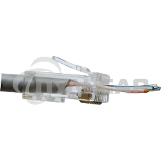 Коннектор Lanmaster RJ45 тип EZ, 8P8C, UTP, Cat.6, универсальный, со вставкой, покрытие 50 микрон,100 шт.