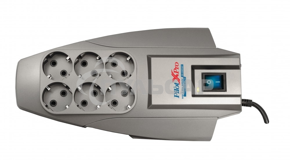 Сетевой фильтр Pilot X-Pro 3м (6 розеток) серый (коробка)