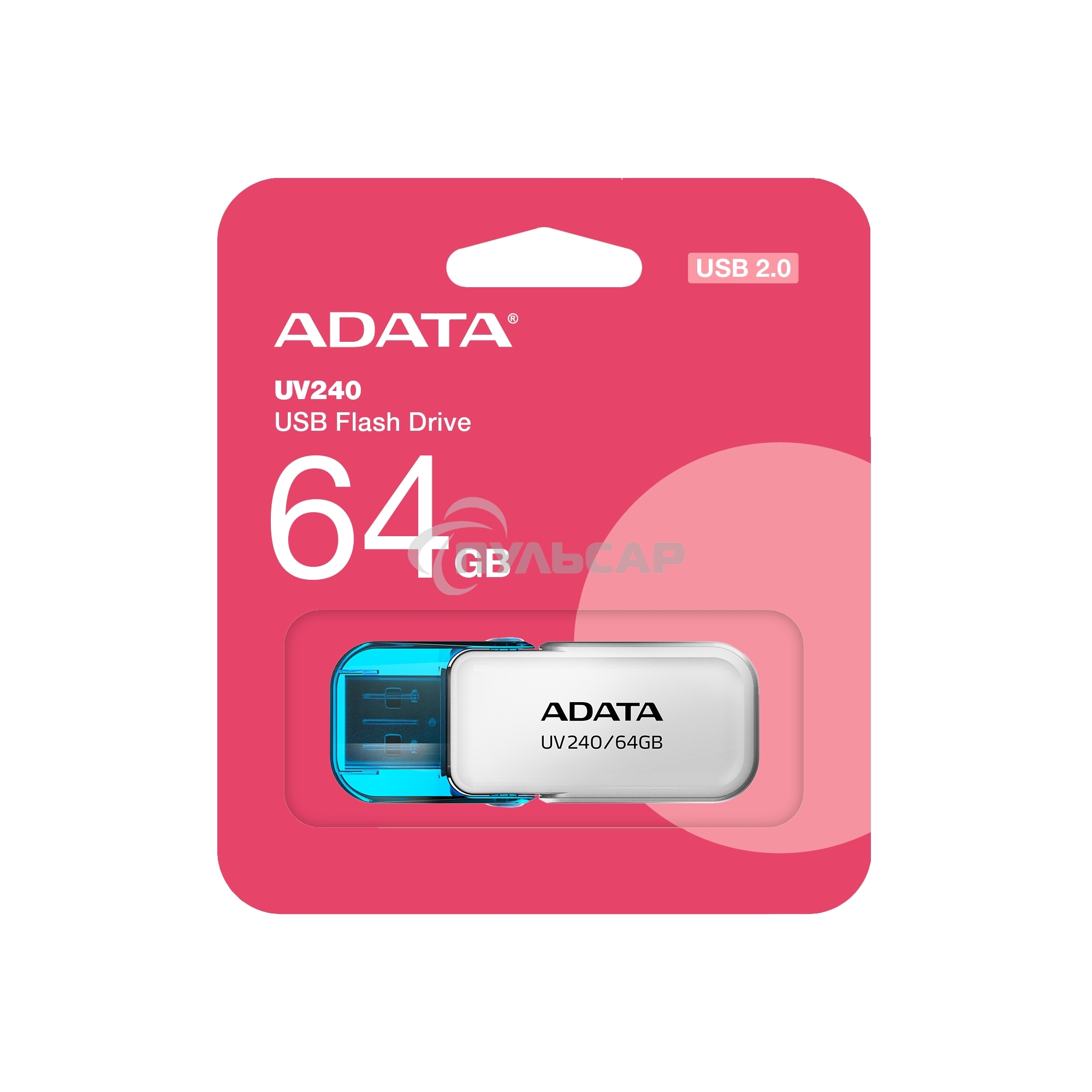 Флешка USB ADATA UV240 (AUV240-64G-RWH), 64 Gb, USB 2.0, R/W 15/5, белый/синий