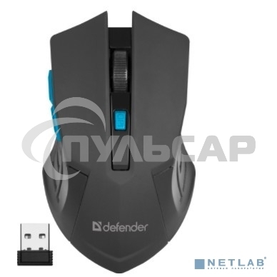 Мышь беспроводная Defender Accura MM-275 синий, 1600 dpi, радиоканал, USB, кнопки - 6