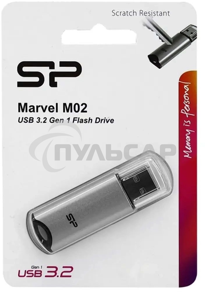 Флешка USB Silicon Power 16 Gb Marvel M02 SP016 GbUF3M02V1S USB 3.0 серебристый