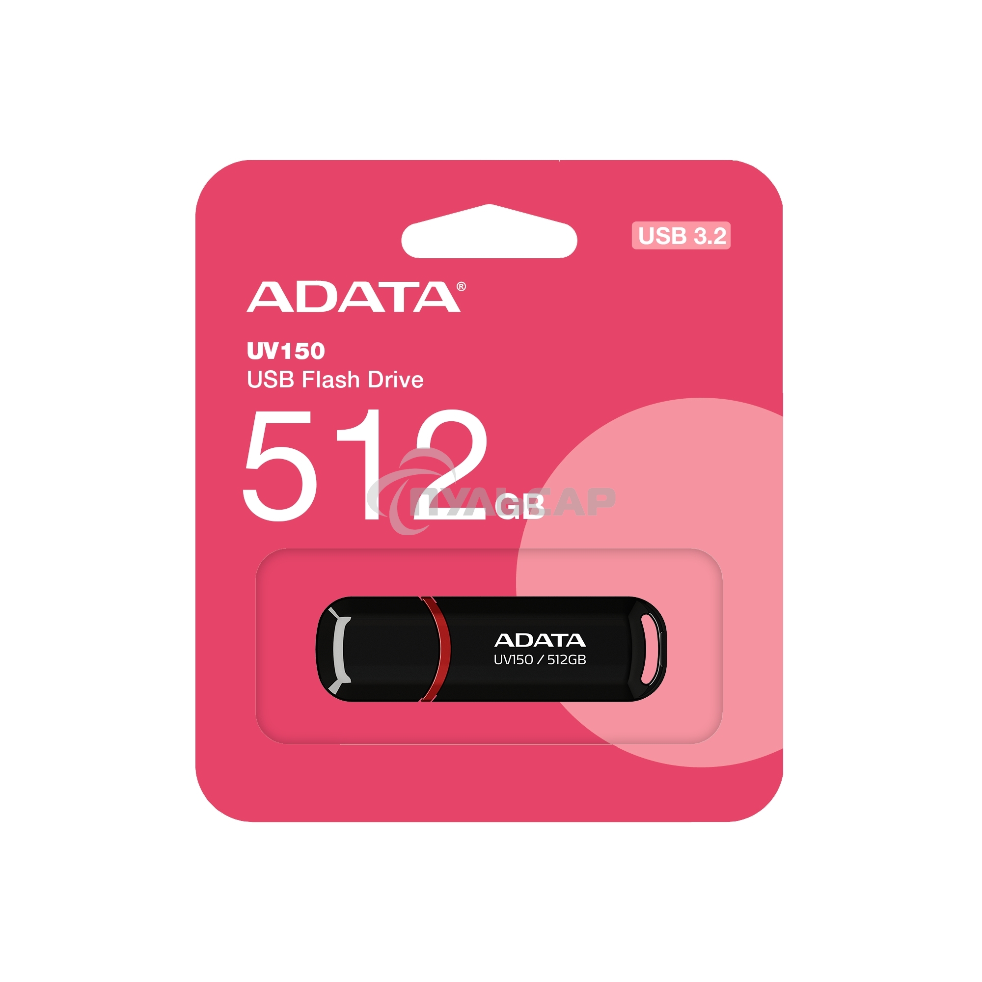 Флешка USB ADATA UV150 (AUV150-512G-RBK), 512 Gb, USB 3.2, R/W 100/30, черный
