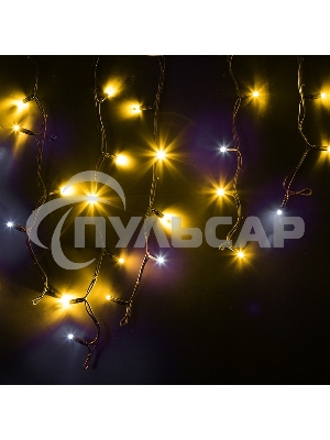Гирлянда Neon-night Айсикл (бахрома) светодиодный, 4,0 х 0,6 м, с эффектом мерцания, черный провод каучук, 230 В, диоды желтые,