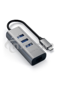 USB-хаб Satechi Type-C 2-in-1 USB 3.0 Aluminum 3 Port Hub and Ethernet Port. Интерфейс Type-C. серый космос.