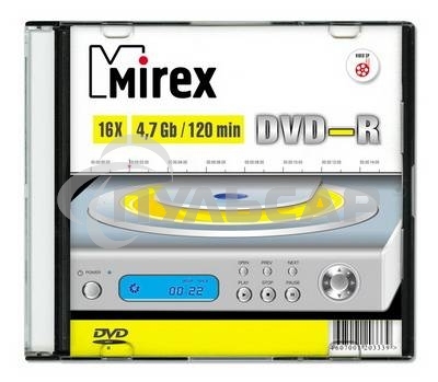 Диск DVD-R Mirex 4.7 Gb, 16x, Slim Case (5), (5/200)