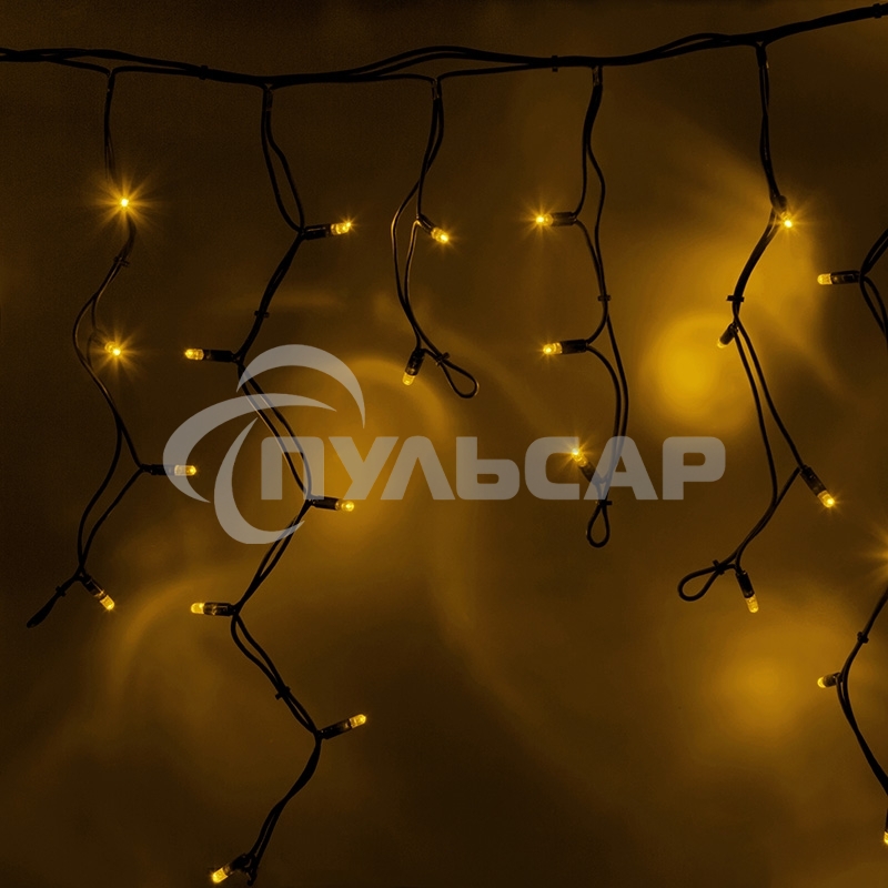 Гирлянда Neon-night Айсикл (бахрома) светодиодный, 4,0 х 0,6 м, черный провод каучук, 230 В, диоды желтые, 128 LED