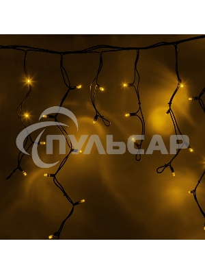Гирлянда Neon-night Айсикл (бахрома) светодиодный, 4,0 х 0,6 м, черный провод каучук, 230 В, диоды желтые, 128 LED