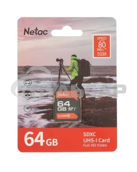 Флеш карта SDHC 64Gb Netac Class 10 UHS-I U1 P600 NT02P600STN-064G-R