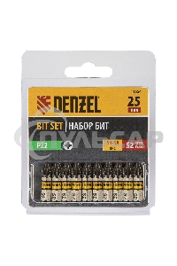Набор бит PZ2х25, сталь S2, шестигранный профиль, 10 шт. Denzel