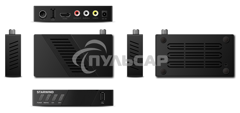 Ресивер DVB-T2 Starwind CT-140 черный