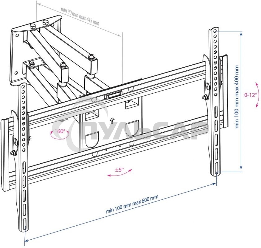 Кронштейн для телевизора Arm Media PT-16 NEW черный 22