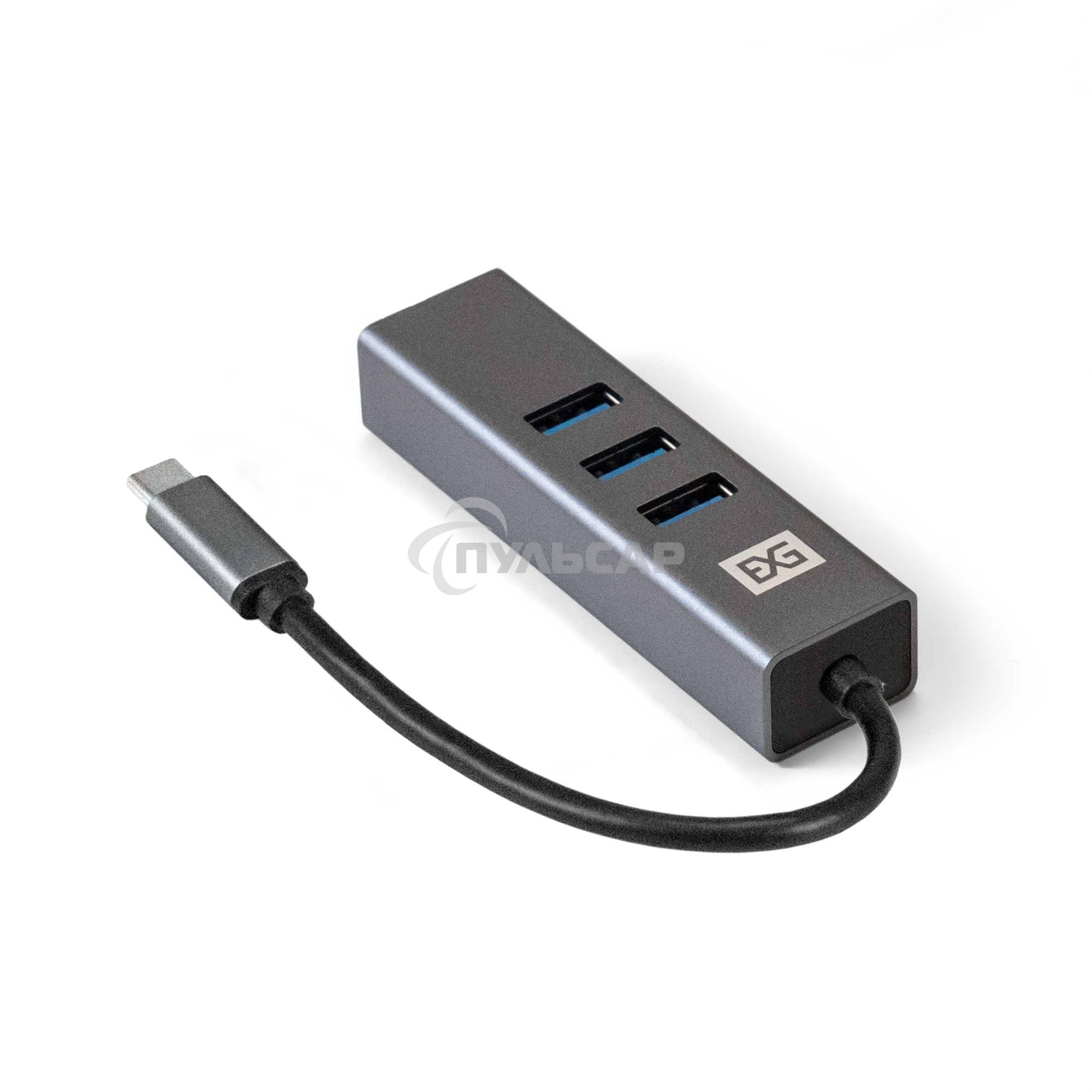 Хаб USB (концентратор) ExeGate DUB-4TC (кабель-адаптер USB Type C --> 4xUSB3.0, Plug&Play, серебристый)