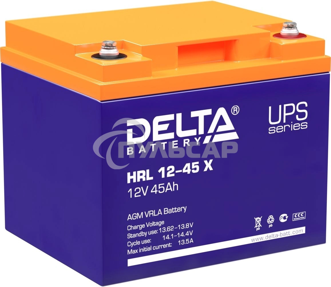 Батарея Delta HRL 12-45 X (45А\ч, 12В) свинцово-кислотный аккумулятор