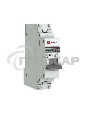 Выключатель автоматический EKF mcb4763-1-40C-pro 1P 40А (C) 4,5kA ВА 47-63 EKF PROxima