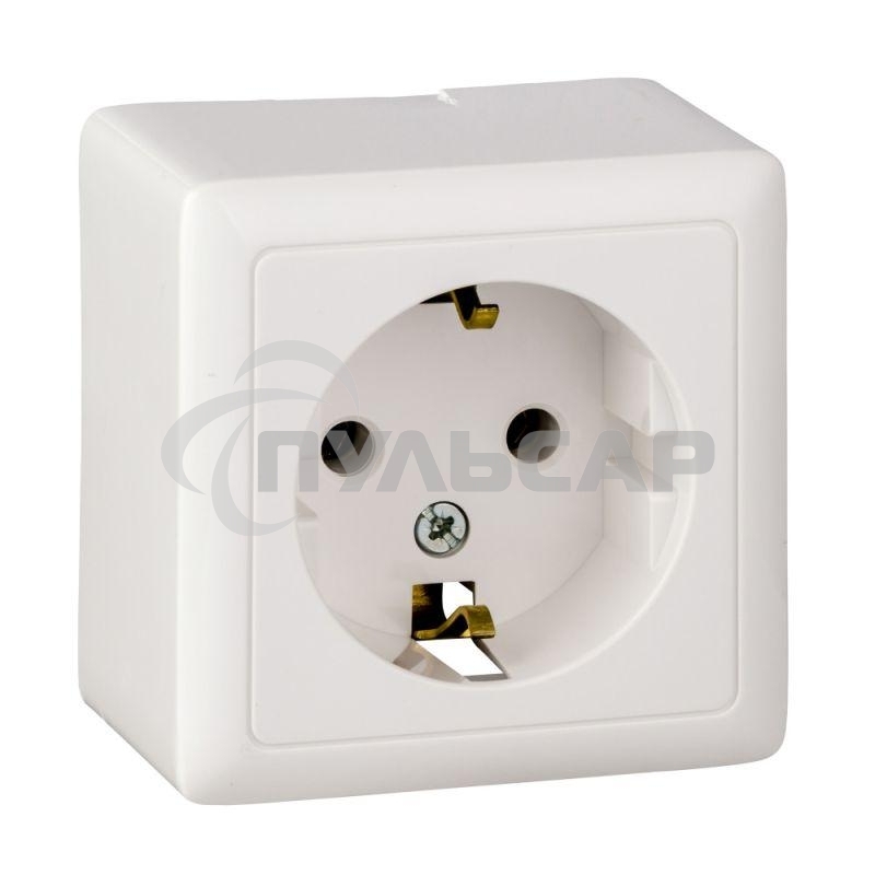 Розетка 1-м ОП Хит 16А с заземл. белый  SchE RA16-133-B