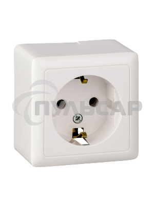 Розетка 1-м ОП Хит 16А с заземл. белый  SchE RA16-133-B