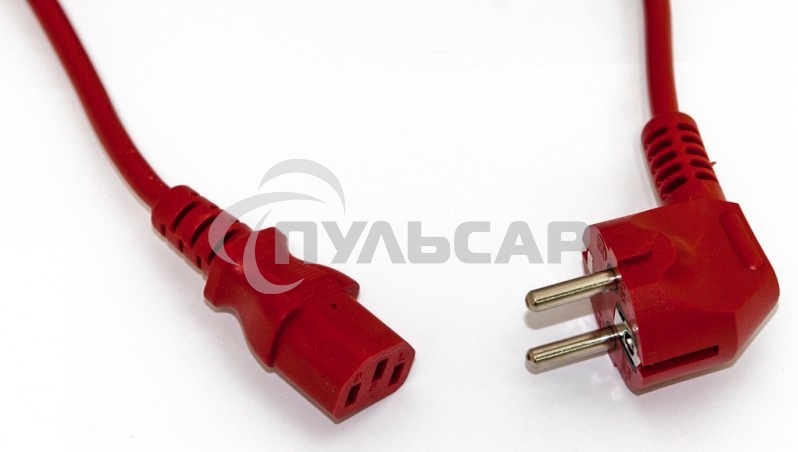 Кабель питания компьютера (Schuko+C13) (3x1.0), 10A, угловая вилка, 5 м, красный Hyperline PWC-IEC13-SHM-5.0-RD