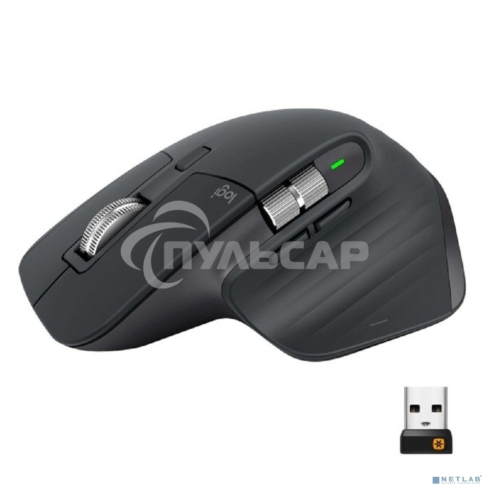 Мышь беспроводная Logitech MX Master 3s графитовый, 8000 dpi, радиоканал, Bluetooth, USB, кнопки - 7