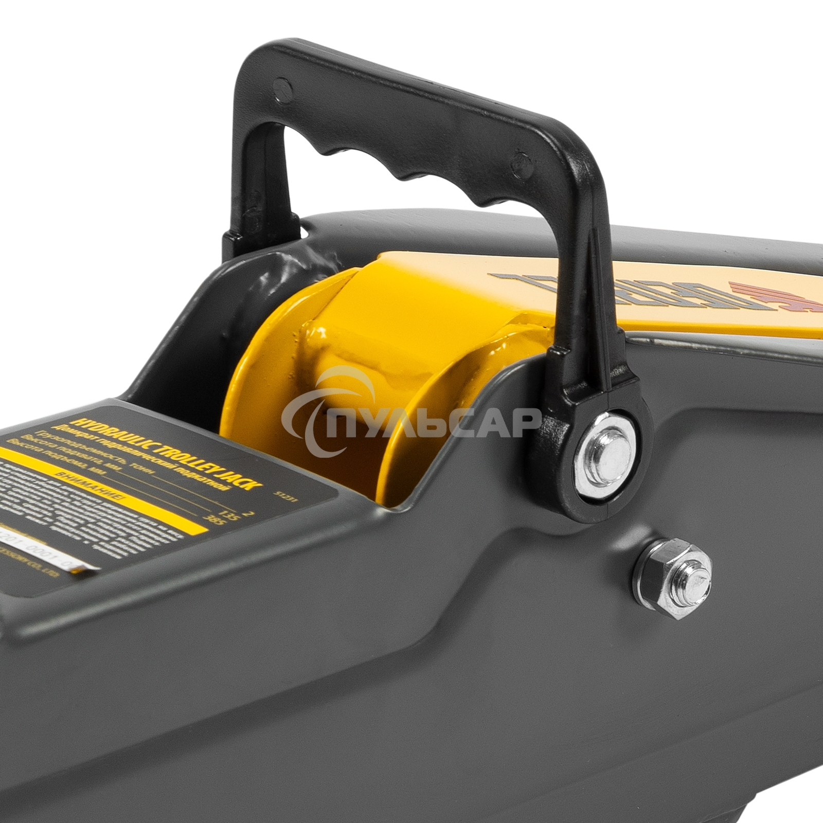 Домкрат гидравлический подкатной Denzel 2т, 135-385 мм, в пласт. кейсе 51231