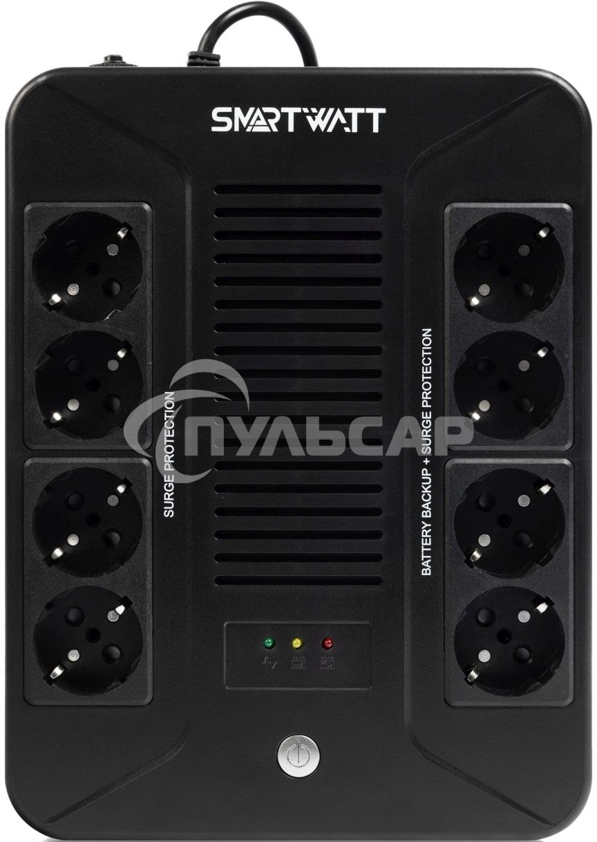 Источник бесперебойного питания SMARTWATT UPS SAFE PRO 600 Line-interactive 600VA/360W Brick (Euro x8, LED, 275x210x95(мм), 4,8 кг, гарантия 24мес.