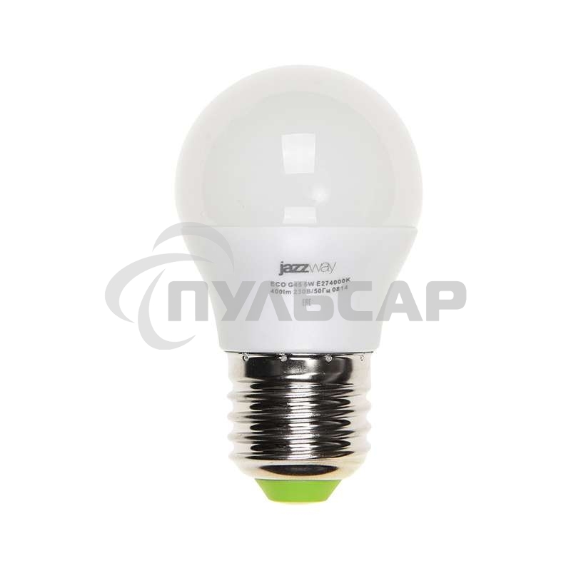 Лампа светодиодная PLED-ECO-G45 5Вт шар 4000К белый E27 400лм 220-240В JazzWay 1036988A