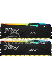 Оперативная память Kingston Fury Beast, DDR5, 16Gb (2x8Gb), 5200MHz, CL40, DIMM, с радиаторами, RGB, черный