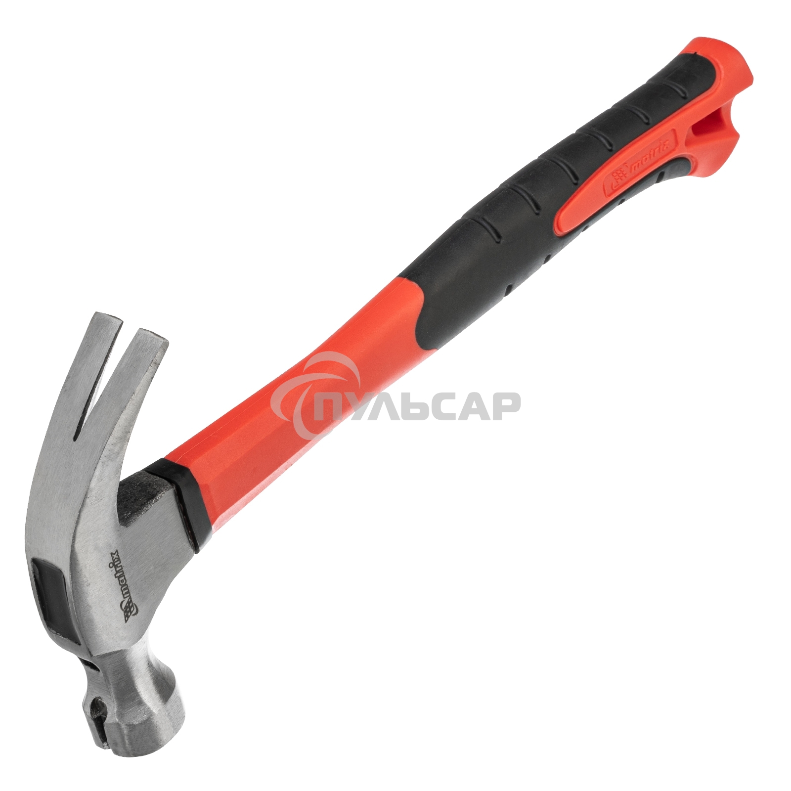 Молоток-гвоздодер Matrix ''optimal'', 450 г, боек c магнитом,фибергласовая обрезиненная рукоятка