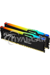 Оперативная память Kingston Fury Beast, DDR5, 16Gb (2x8Gb), 5200MHz, CL40, DIMM, с радиаторами, RGB, черный