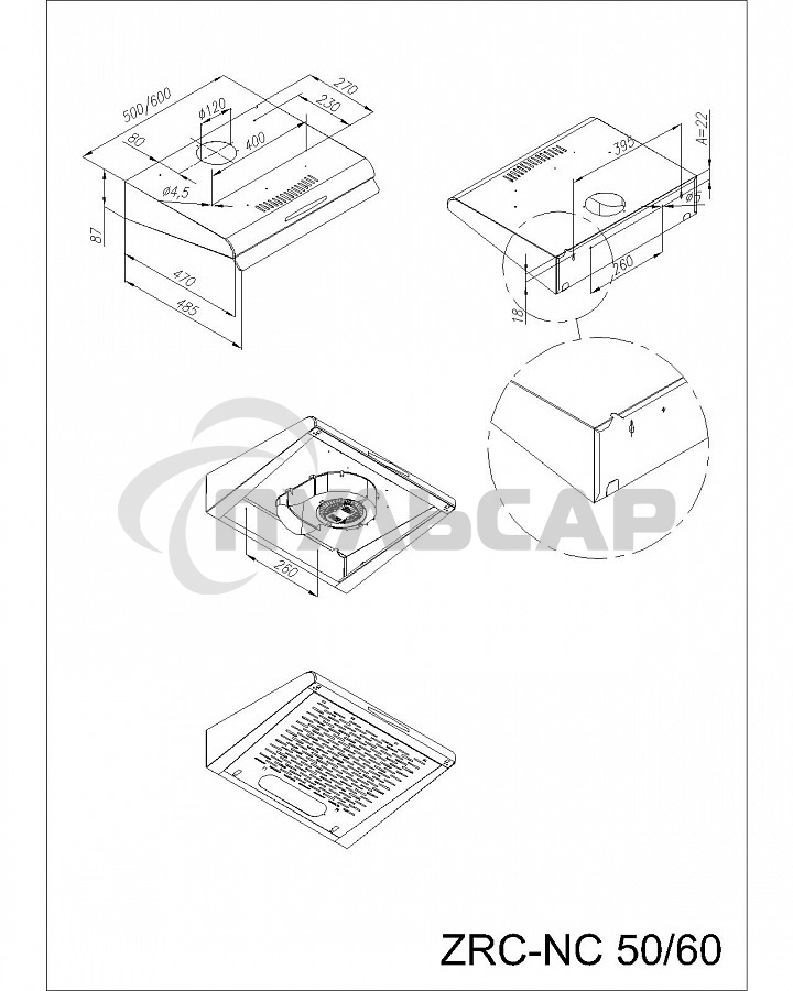 Вытяжка козырьковая Maunfeld MPA 60 белый, 60 см, 420 куб. м/ч, 49 дБ