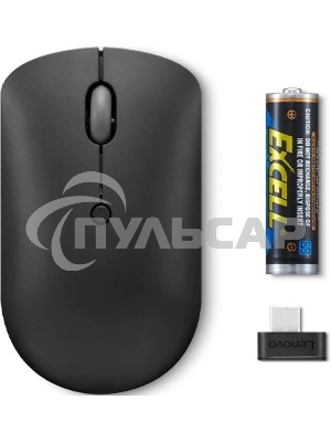 Мышь беспроводная Lenovo 400 черный, 2400 dpi, радиоканал, USB-C, кнопки - 4