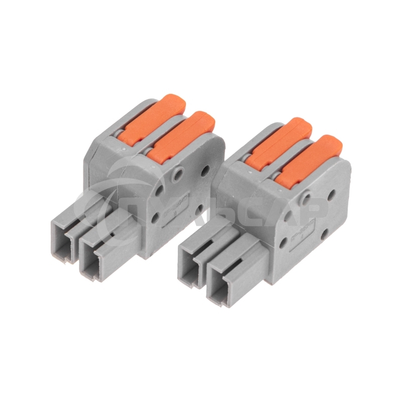 Клемма СМК 222-422R проходная разъемная 2 полюса серая 0,2-2,5/4мм² (50 шт/уп) Rexant