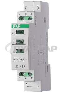 Указатель напряжения LK-713 3 зел. светодиода (сигнализация наличия 3ф 35мм 3х400/230+N IP20 монтаж на DIN-рейке) F&F EA04.007.002