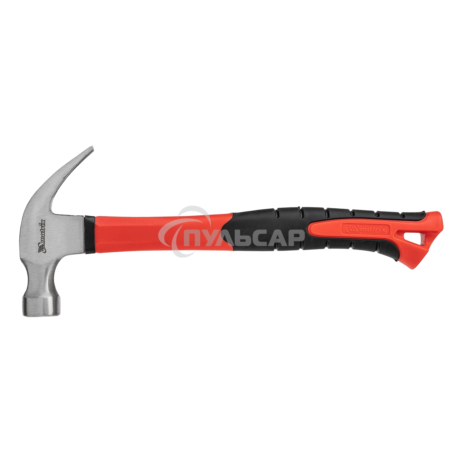 Молоток-гвоздодер Matrix ''optimal'', 450 г, боек c магнитом,фибергласовая обрезиненная рукоятка