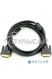 Кабель DVI dual link (25M-25M) 5м ExeGate, 2 фильтра, позолоченные контакты